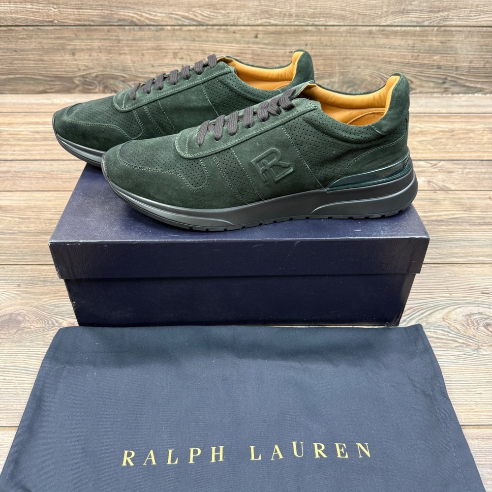 Ralph Lauren Purple Label Mens 12 Ethan II Sneaker Green Calf Suede Italy NEW